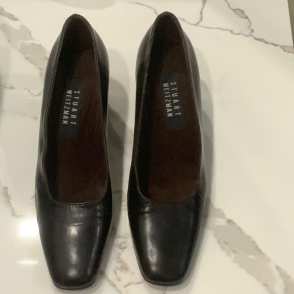 Stuart Weitzman Square Toe block heel pump, sz 7 - Picture 1 of 5